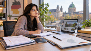 Indian student checking a low dMAT score and APS certificate options for Germany